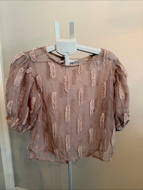 Yuni Los Angeles Sheer taupe blouse